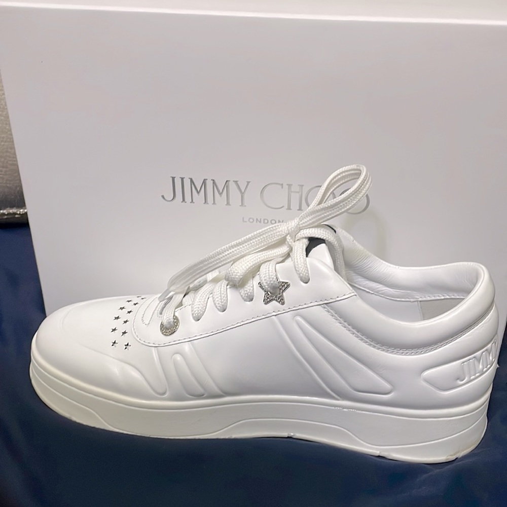 Jimmy CHOO Hawaiian White Calf Leather Sneaker